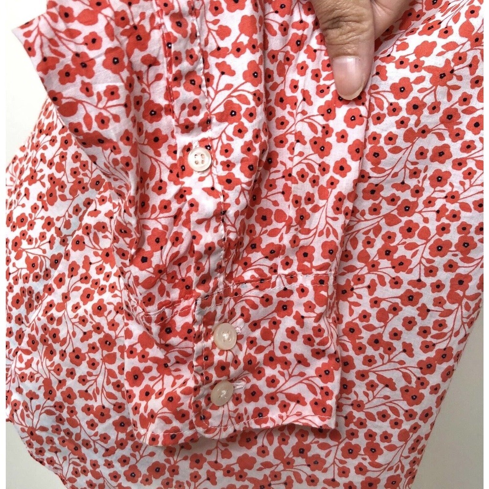 J. by J.Crew Ditsy Floral Cotton Button Front Long Sleeve Classic Top Medium - Picture 11 of 14